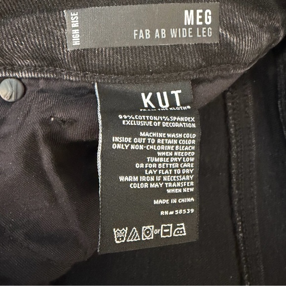 Kut from the Kloth Meg Embellished Raw Hem High Waist Ankle Wide Leg Jeans 10 - Picture 8 of 8